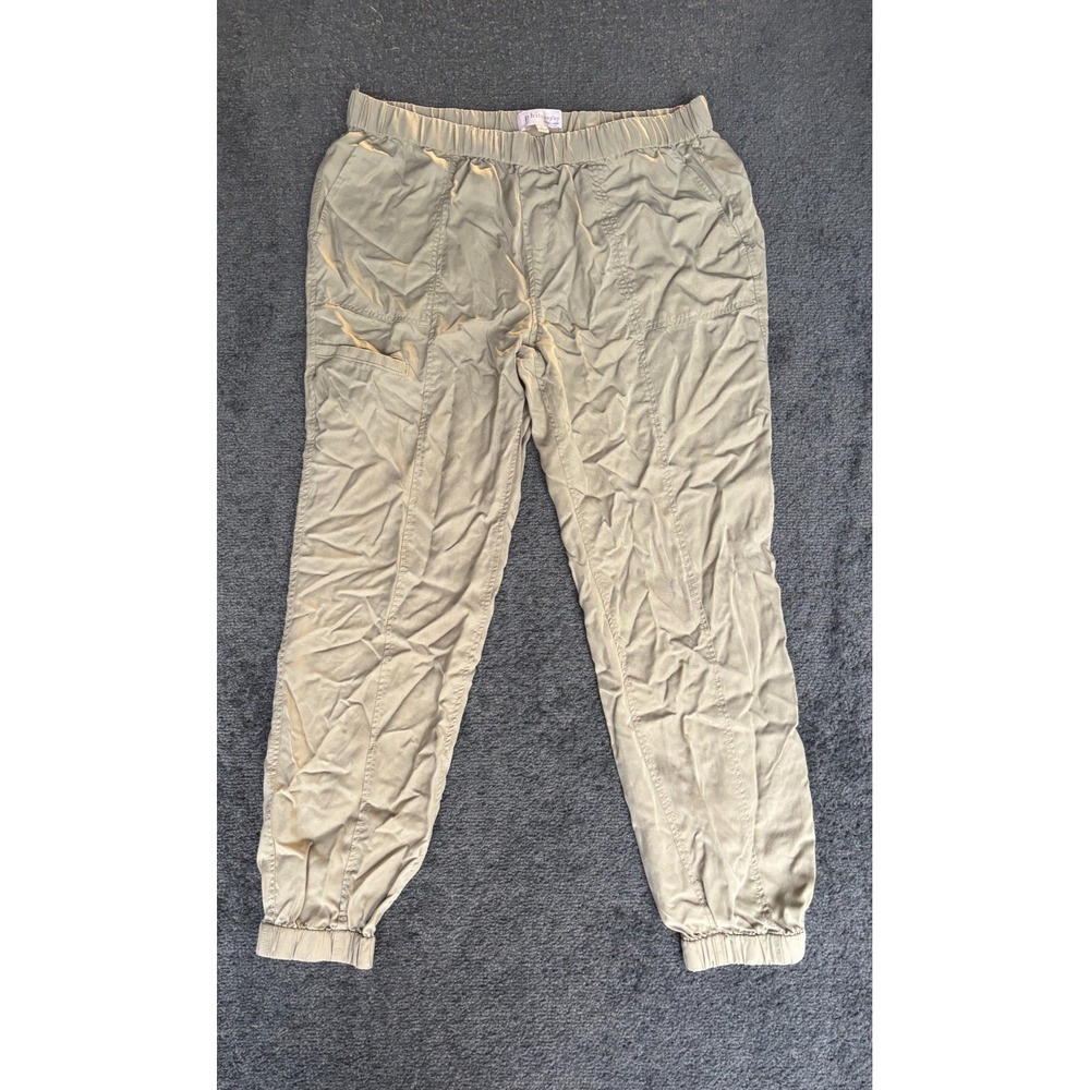 Philosophy Jogger Pants Women Large Beige Elastic Slash Pockets Waist Pull On